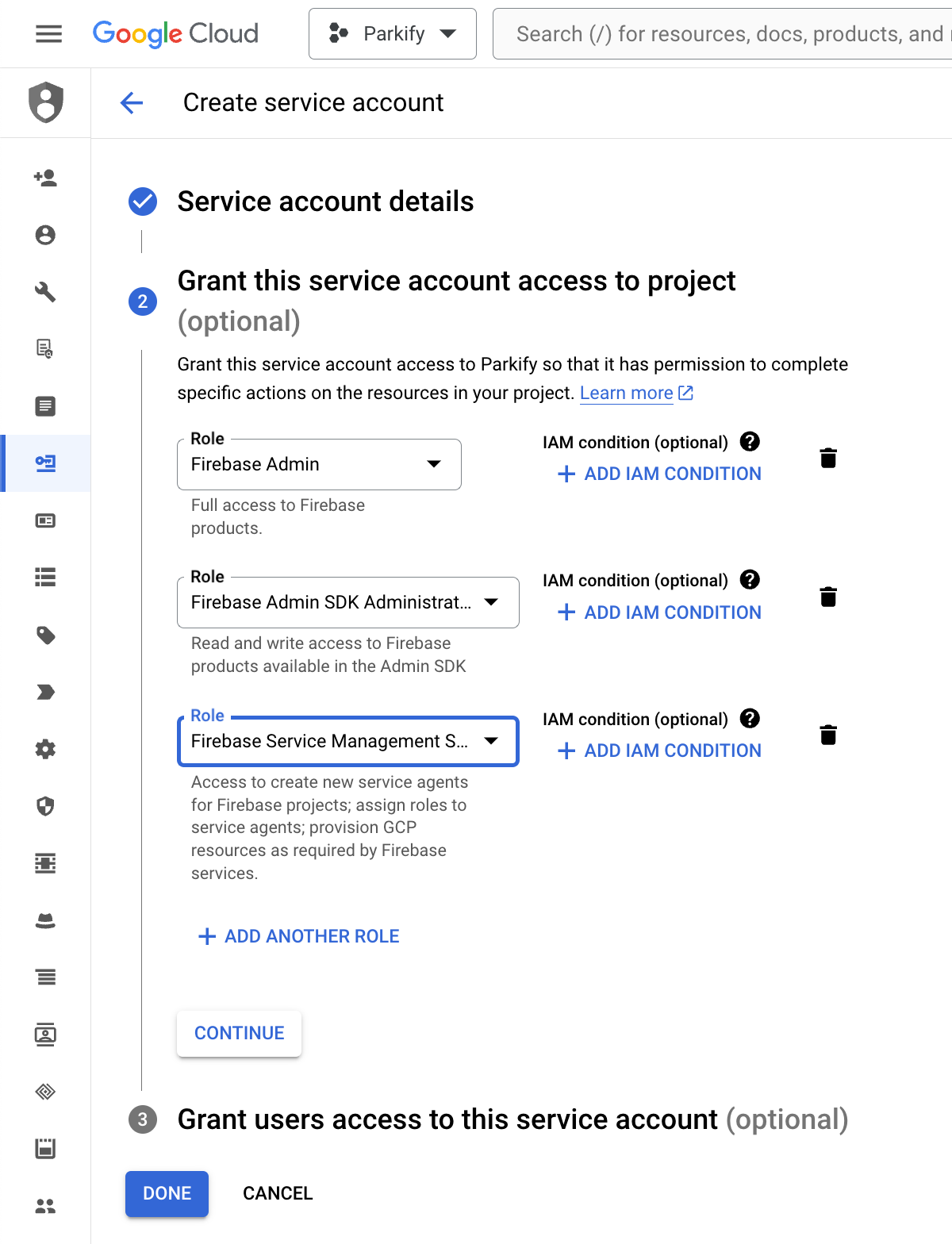 Service account roles