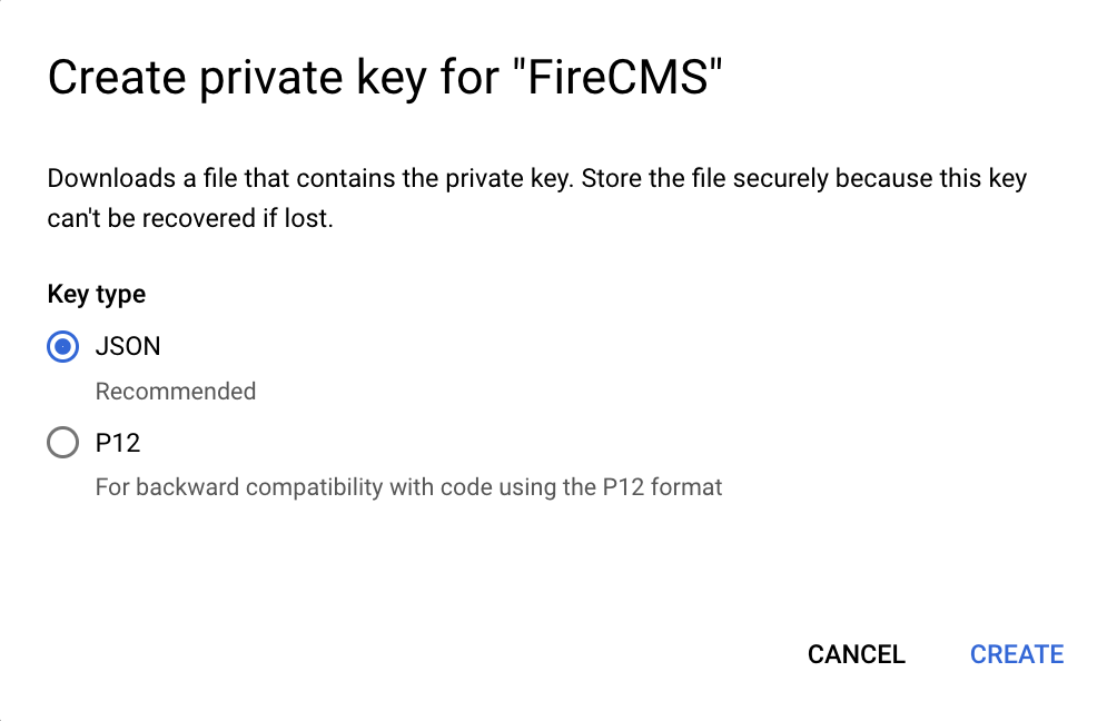 Download JSON key