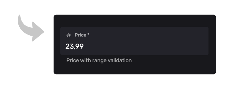 Price textfield preview